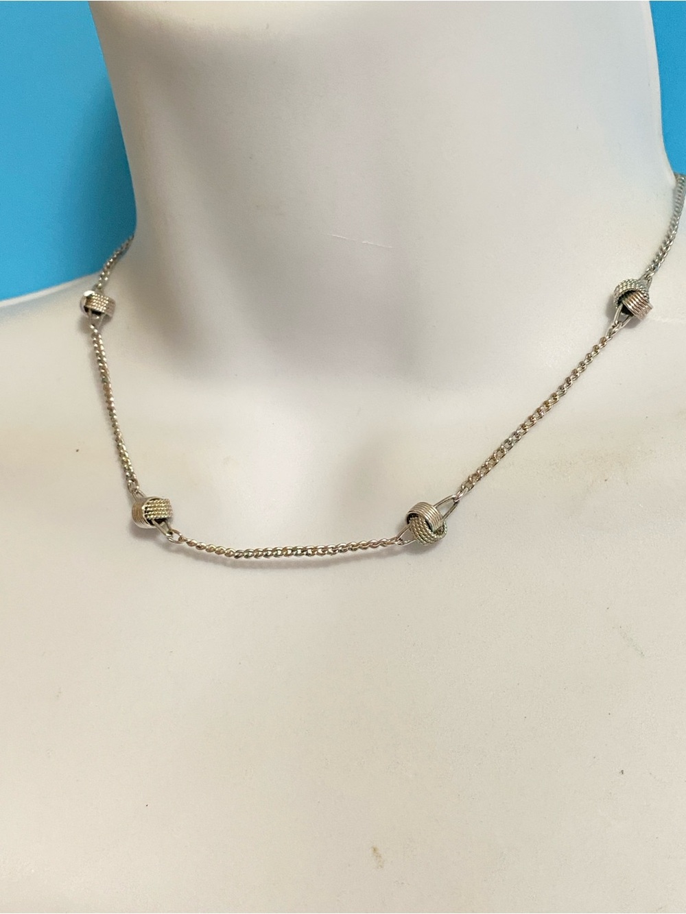 Vintage AVON Necklace Silver Tone Knots Choker